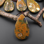 Natural Rainforest Rhyolite Jasper Teardrop Side Drilled Pendant