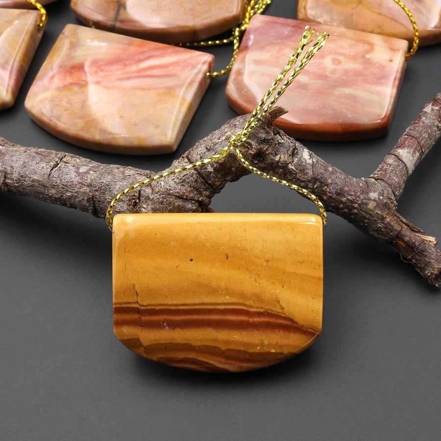 Natural Red Ocean Jasper Rectangle Saddle Locket Pendant Top Side Drilled Gemstone