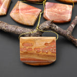 Natural Red Ocean Jasper Rectangle Saddle Locket Pendant Top Side Drilled Gemstone