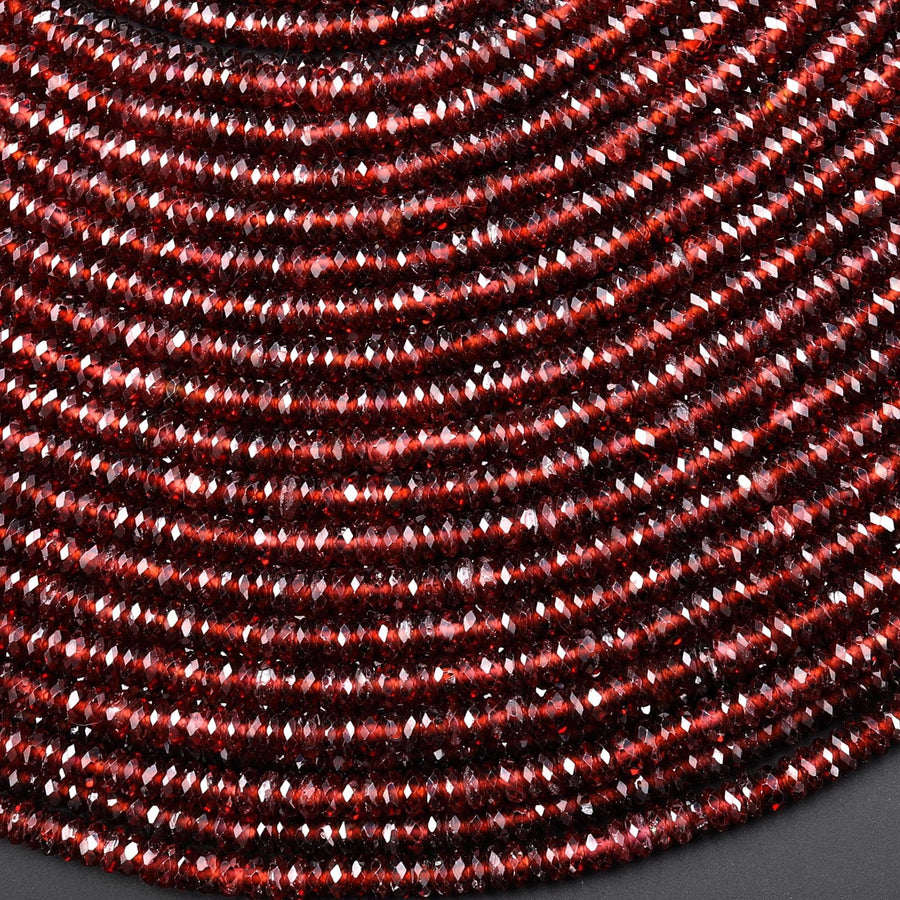 AAA Rare Natural Orange Champagne Malaya Garnet Faceted 3mm 4mm Thin Rondelle Beads 15.5" Strand