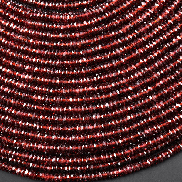 AAA Rare Natural Orange Champagne Malaya Garnet Faceted 3mm 4mm Thin Rondelle Beads 15.5" Strand
