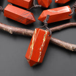AAA Natural Red Jasper Crystal Faceted Hexagonal Point Pendant for Jewelry Making