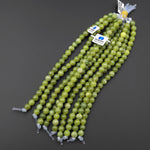 AAA Large Hole Beads 2.5mm Drill Natural Olive Jade 8mm Round Beads 8" Strand