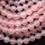 AAA Large Hole Beads 3mm Drill Natural Pink Rose Quartz 14mm Round Beads 8" Strand