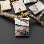 Natural American Picasso Jasper Rectangle Pendant Side Drilled Gemstone
