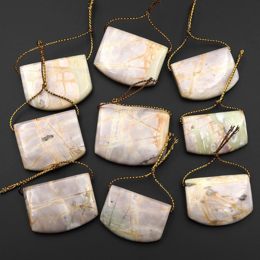 Natural American Picasso Jasper Rectangle Saddle Locket Pendant Side Drilled Gemstone