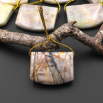 Natural American Picasso Jasper Rectangle Saddle Locket Pendant Side Drilled Gemstone