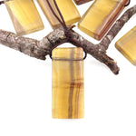Natural Honey Golden Fluorite Rectangle Pendant Top Side Drilled Gemstone