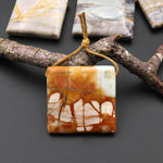 Natural American Picasso Jasper Square Pendant Side Drilled Gemstone