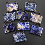 Large 2 Two Hole Natural Blue Sodalite Faceted Rectangle Title Pendant