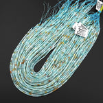 Natural Multicolor Amazonite 4x2mm Small Thin Smooth Spacer Tube Beads 15.5" Strand