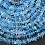 AAA Natural Santa Maria Blue Aquamarine Freeform Rondelle Center Drilled Beads 15.5" Strand