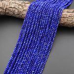 AAA Genuine Natural Blue Lapis 3mm Smooth Round Gemstone Beads 15.5" Strand