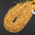 Faceted Natural Yellow Jade 4mm Thin Rondelle Beads Gemstone 15" Strand