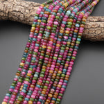 Tourmaline Agate Smooth 6mm Rondelle Beads Multicolor Pink Orange Mint Green Blue 15.5" Strand
