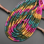 Tourmaline Agate Smooth 6mm Thin Heishi Rondelle Beads Multicolor Pink Yellow Teal Blue Green 15.5" Strand