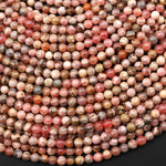 Natural Pink Rhodochrosite 4mm Smooth Round Beads 15.5" Strand