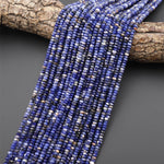 Faceted Natural Blue Orange Sodalite 4mm Thin Rondelle Beads Gemstone 15" Strand