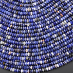 Faceted Natural Blue Orange Sodalite 4mm Thin Rondelle Beads Gemstone 15" Strand