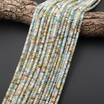 Faceted Natural Multicolor Amazonite 4mm Thin Rondelle Beads Gemstone 15" Strand