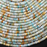 Faceted Natural Multicolor Amazonite 4mm Thin Rondelle Beads Gemstone 15" Strand