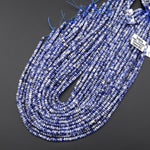 Faceted Natural White Snow Blue Sodalite 4mm Thin Rondelle Beads Gemstone 15" Strand