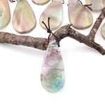Natural Feather Fluorite Teardrop Pendant Top Side Drilled Gemstone