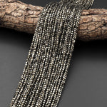 AAA Natural Iron Pyrite Faceted 3mm Cube Beads Diamond Cut Gemstone 15.5" Strand