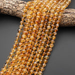 AAA Natural Golden Citrine 6mm 8mm 10mm 12mm Smooth Round Beads Gemstone 15.5" Strand