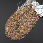 AAA Natural Pink Green Blue Yellow Tourmaline Faceted 2.5mm Round Gemstone Beads 15.5" Strand