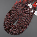 Faceted Natural Red Tiger Iron 3mm Round Beads 15.5" Strand