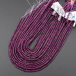 AAA Faceted Natural Purple Garnet Faceted 4mm Rondelle Beads Gemstone 15.5" Strand