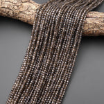 AAA Faceted Natural Smoky Quartz Cube Beads 3mm Laser Diamond Cut Gemstone 15.5" Strand