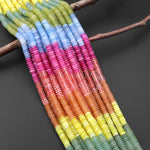 Pastel Harmony Multicolor Jade 6mm Smooth Thin Rondelle Heishi Beads Cherry Quartz Lemon Jade 15.5" Strand