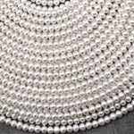 Genuine White Freshwater Pearl Small 3mm 4mm 5mm Off Round Rondelle Beads 15.5" Strand