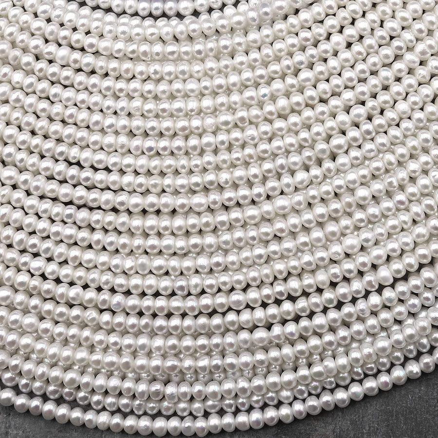 Genuine White Freshwater Pearl 3mm Rondelle Beads 15.5" Strand