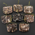 Natural Turritella Agate Rectangle Saddle Locket Shape Pendant Real Fossil from Wyoming USA