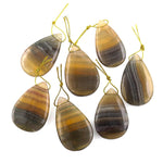 Natural Honey Amber Banded Fluorite Teardrop Pendant Top Side Drilled Gemstone