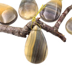 Natural Honey Amber Banded Fluorite Teardrop Pendant Top Side Drilled Gemstone
