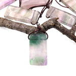 Natural Rainbow Fluorite Rectangle Pendant Top Side Drilled Gemstone