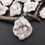 Natural Freeform White Agate Druzy Drusy Geode Slice Beads Sparkling Natural Crystal Gemstone