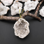 Natural Freeform White Agate Druzy Drusy Geode Slice Beads Sparkling Natural Crystal Gemstone