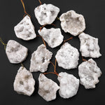 Natural Freeform White Agate Druzy Drusy Geode Slice Beads Sparkling Natural Crystal Gemstone