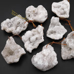 Natural Freeform White Agate Druzy Drusy Geode Slice Beads Sparkling Natural Crystal Gemstone