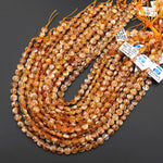 AAA Faceted Natural Honey Golden Yellow Citrine 8mm Coin Beads Gemstone Beads 15.5" Strand