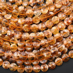 AAA Faceted Natural Honey Golden Yellow Citrine 8mm Coin Beads Gemstone Beads 15.5" Strand