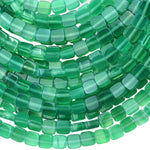 Emerald Green Agate 6mm Smooth Flat Square Cube Beads 14.5" Strand