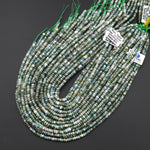Faceted Natural Green Moss Agate 4mm Thin Rondelle Beads Gemstone 15" Strand
