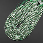 Faceted Natural Green Tree Agate 4mm Thin Rondelle Beads Gemstone 15" Strand