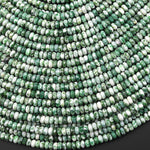 Faceted Natural Green Tree Agate 4mm Thin Rondelle Beads Gemstone 15" Strand